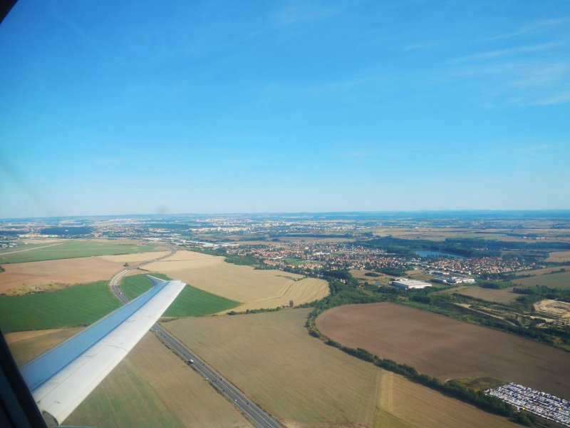 Prague in the background, the historical center on the far left (August 2015)