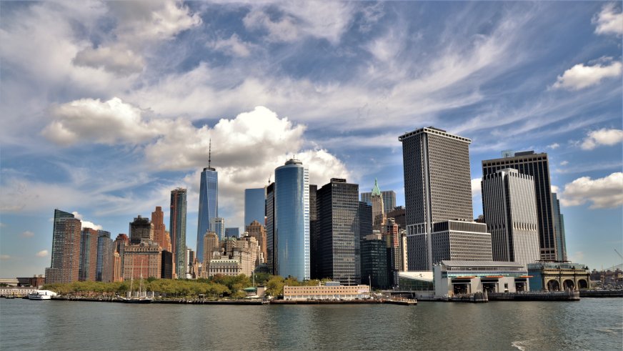 A breathtaking view of Downtown Manhattan as seen from Staten Island Ferry