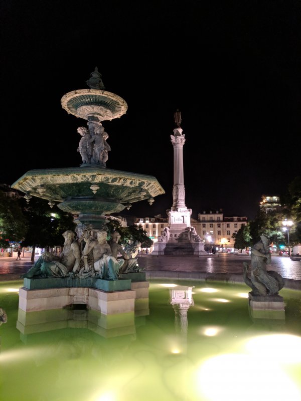 Rossio Square - National Theater in the distance
