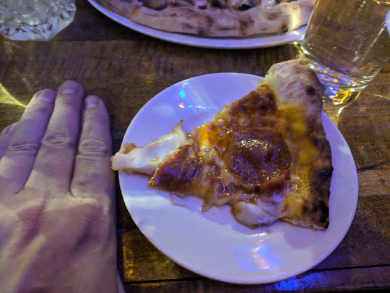 Size of the slice of pizza compared to a hand