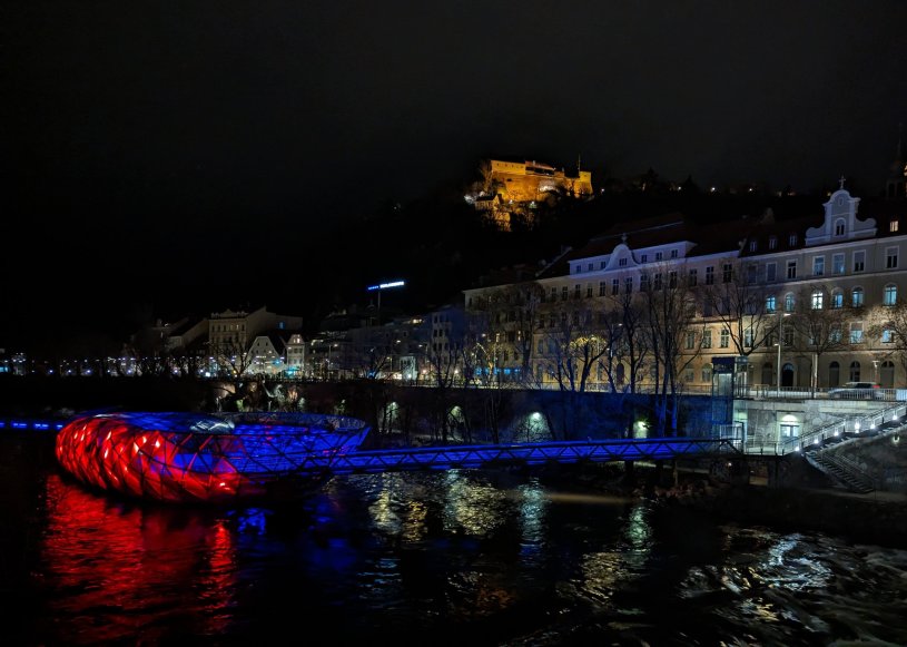 Murinsel - artificial island with caf on Mura River