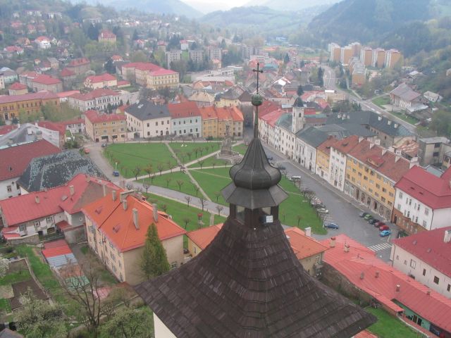 A view from the castle tower to the historical square in Kremnica
