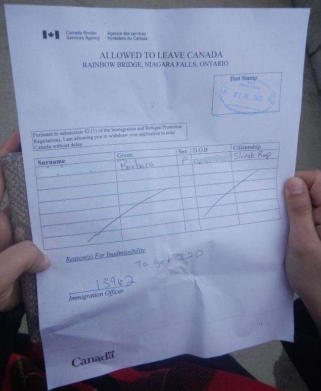 ...and then, they kicked us out of Canada (just some of us, to be precise, and just for awhile - we had to walk back the mile to parking lot to get papers from our car) (April 2015)