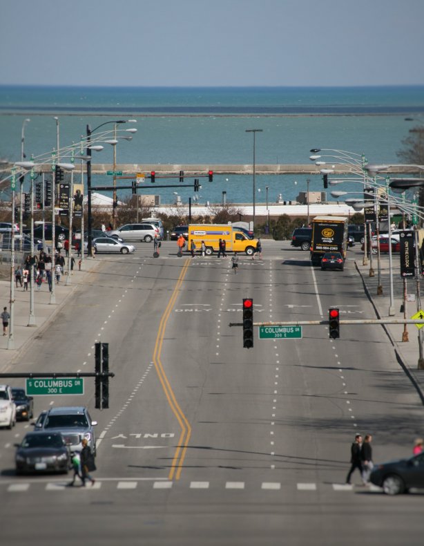 Ulica a Michiganské jazero (Apríl 2015)
