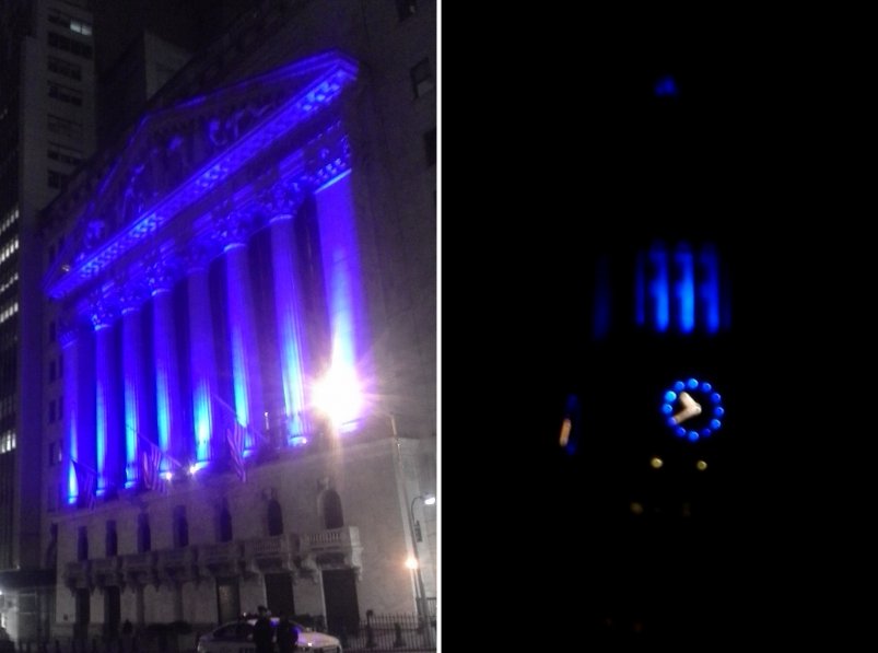 Whole city is lighted in blue tonight - for Autism Awareness Month
