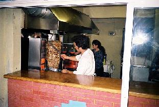 On the way from beach we often stopped for gyros (July 1997)