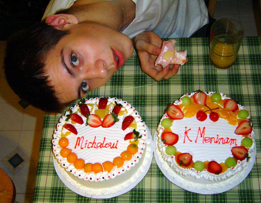 Michal got two cakes for his nameday (September 2004)