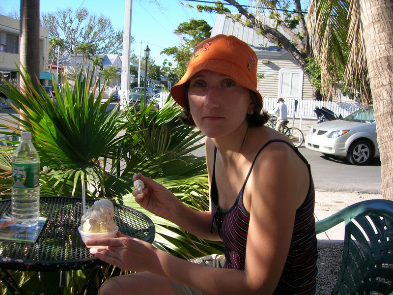 Milena is indulging herself with an ice cream. (December 2005)