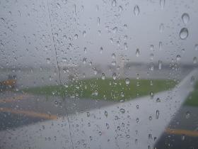 We spent 3 hours in the airplane on the runway. Then we got kicked out because of the weather. (July 2006)