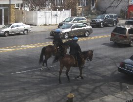 Today, we had a mounted police passing under our windows (March 2009)