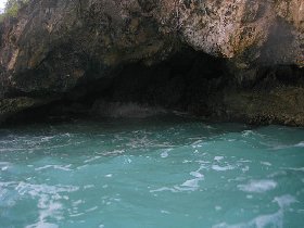 The cave was filled with water today (July 2009)