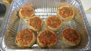 Portobello mushrooms are stuffed, ready for baking (November 2011)