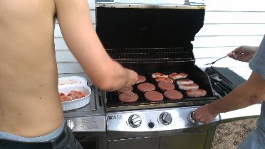 Michal is preparing hamburgers (August 2012)