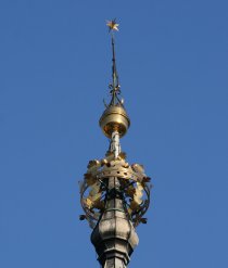 Replicas of royal crowns appear on many spires in Krakow (July 2013)