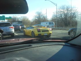 On the way home, at a freeway, I easily passed a Lamborghini - I did not even need to push my pedal full way down (November 2014)