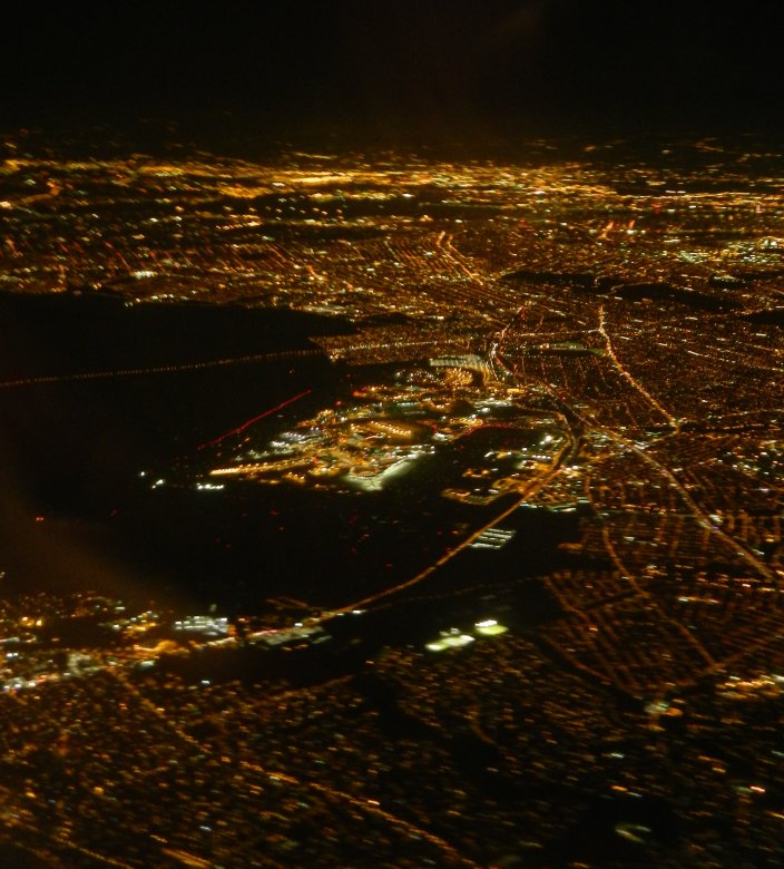 JFK airport at night while taking off from New York (August 2015)