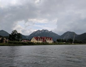 Tri Koruny (Three Crowns) in the distance (July 2017)