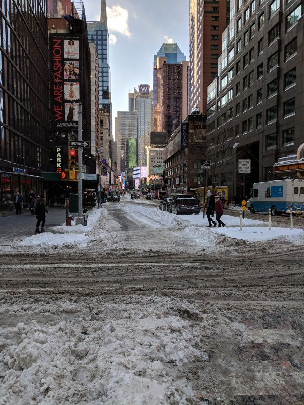 In the city it's not that bad - view down Broadway towards Times Square (January 2018)