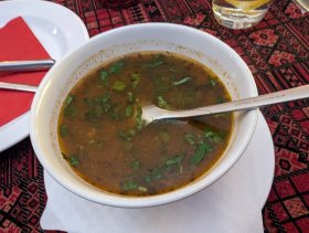 Kharcho soup in Georgian restaurant - food excellent, service far behind (April 2024)