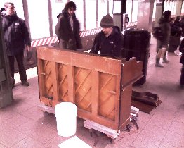 How he got the piano here (two levels under the street) (January 2009)