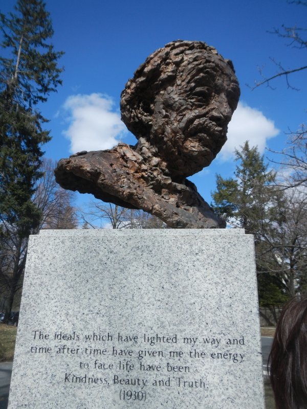 Bust of A. Einstein near town hall (March 2015)
